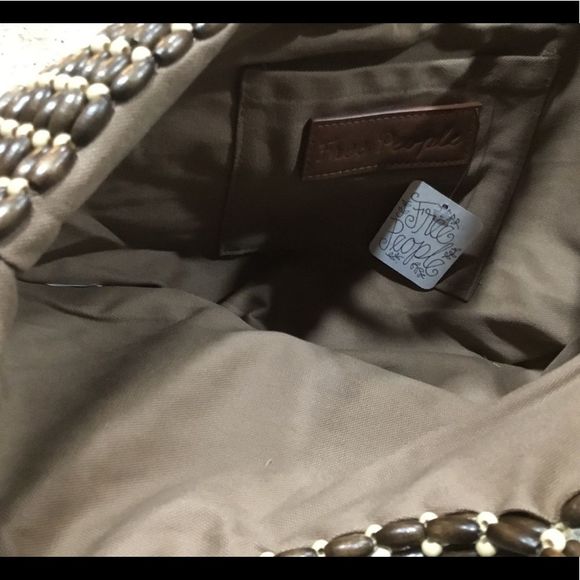 Free People All Wood Half Moon Beaded Lined Bag - Picture 7 of 7